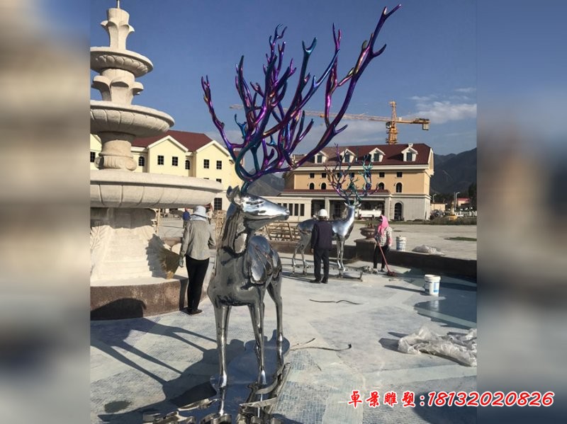 不銹鋼樹枝麋鹿雕塑