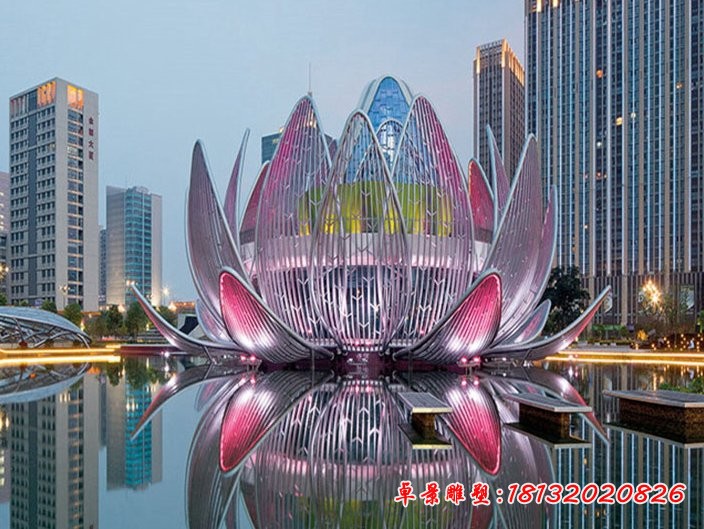 不銹鋼燈光荷花雕塑