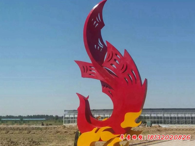 園林不銹鋼抽象鳳凰雕塑