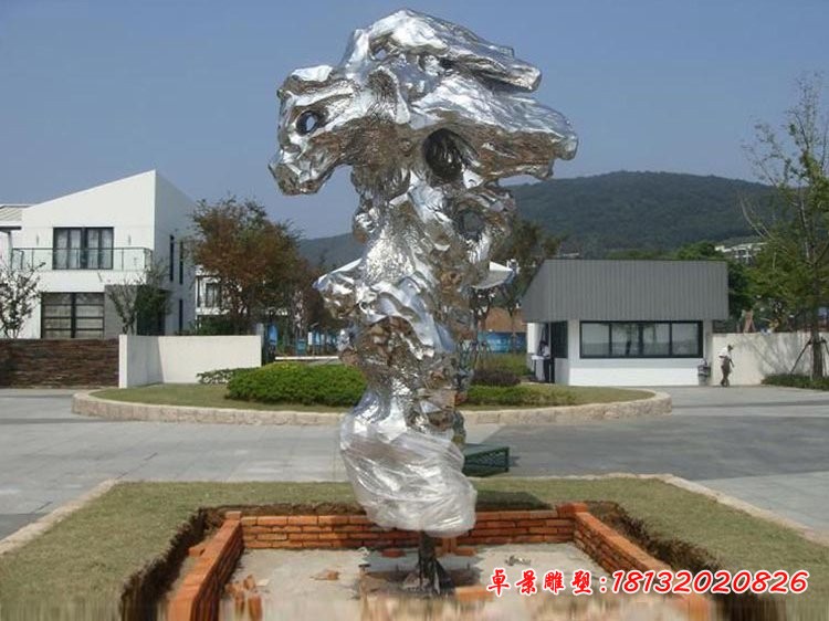 不銹鋼抽象太湖石雕塑