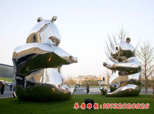 公園不銹鋼抽象熊貓