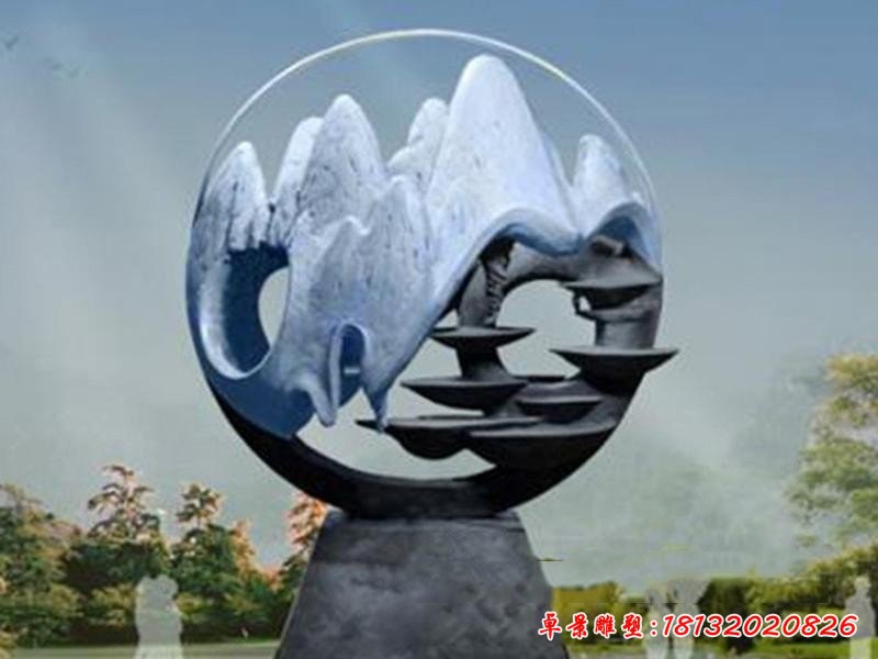 不銹鋼抽象山海仙境雕塑