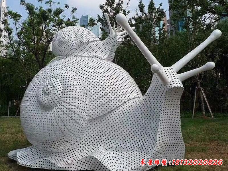 不銹鋼編織母子蝸牛雕塑