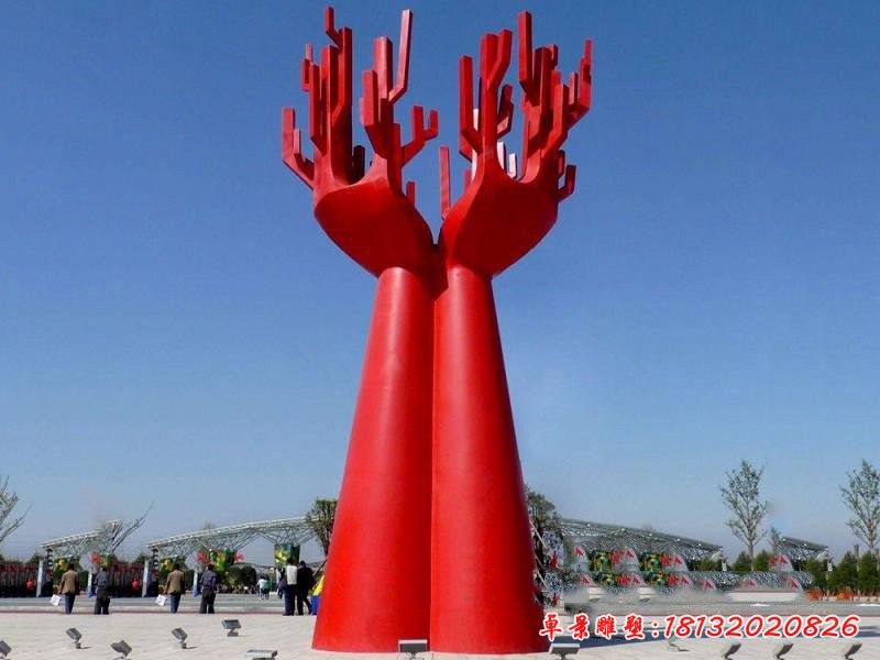 不銹鋼廣場(chǎng)大型抽象雙手雕塑