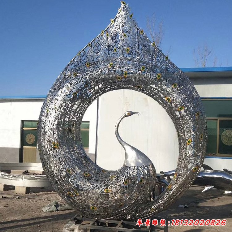 不銹鋼抽象鏤空孔雀