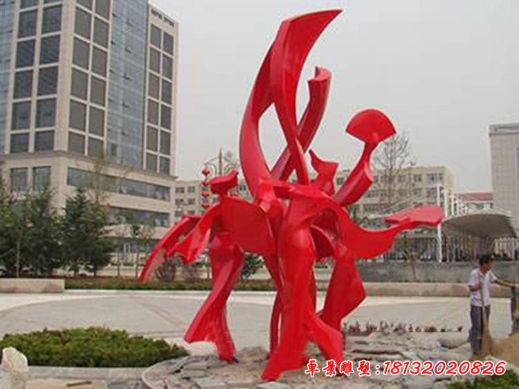 不銹鋼抽象扭秧歌人物雕塑