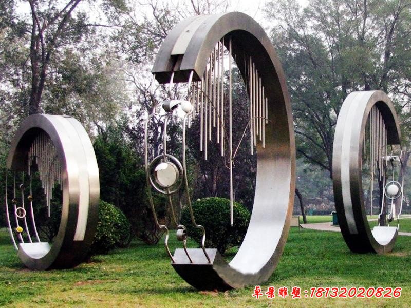 不銹鋼聆聽抽象圓環(huán)雕塑
