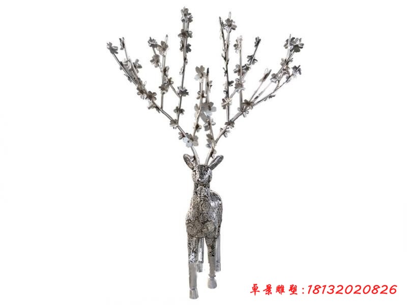 不銹鋼鏤空樹枝梅花鹿雕塑