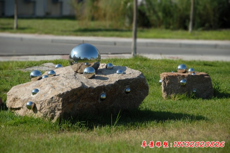 公園不銹鋼圓球雕塑