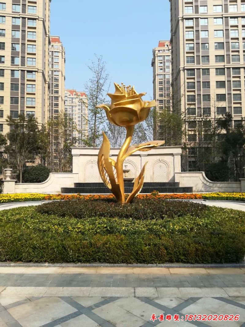 小區(qū)不銹鋼玫瑰花雕塑