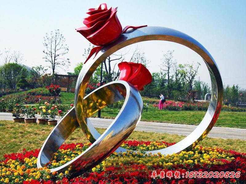 不銹鋼玫瑰花戒指雕塑