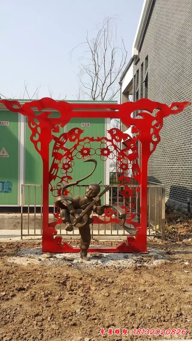 不銹鋼喜上眉梢剪紙雕塑