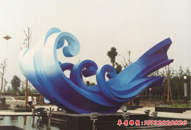 廣場不銹鋼海浪噴泉雕塑