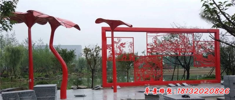 不銹鋼龍鳳剪紙雕塑