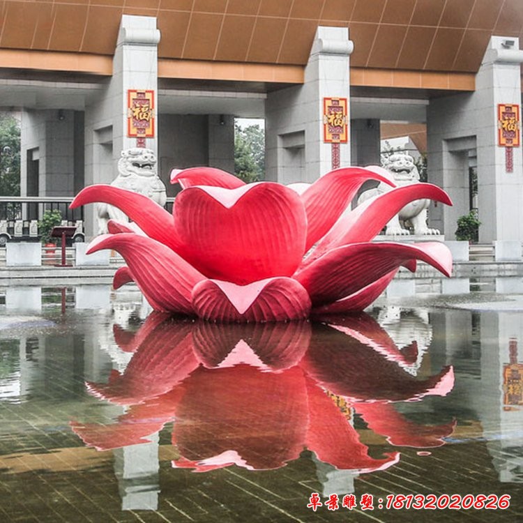 彩色不銹鋼蓮花噴泉雕塑