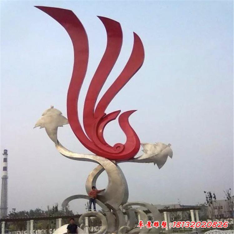 不銹鋼抽象鳳凰雕塑 (4)