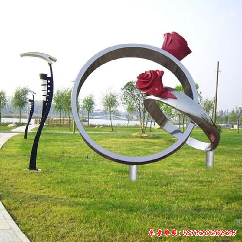 不銹鋼園林戒指雕塑2
