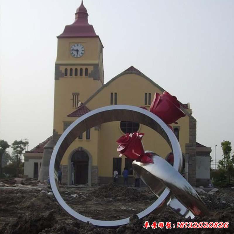 不銹鋼園林戒指雕塑3