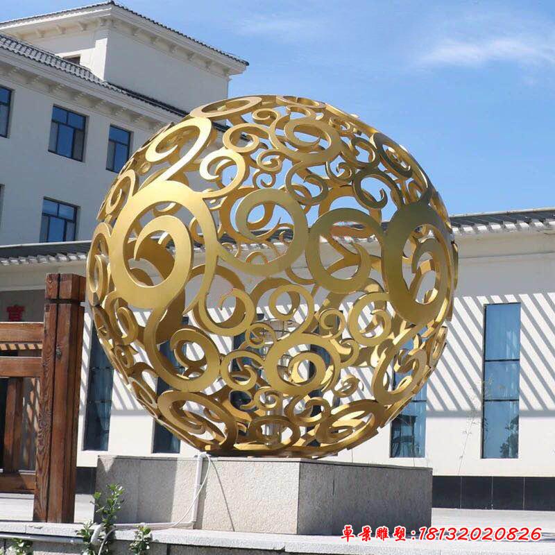 不銹鋼噴泉鏤空球雕塑2