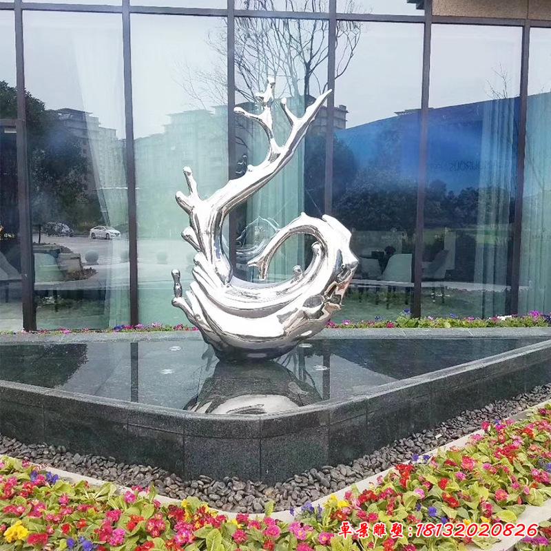 不銹鋼廣場海浪雕塑 (6)