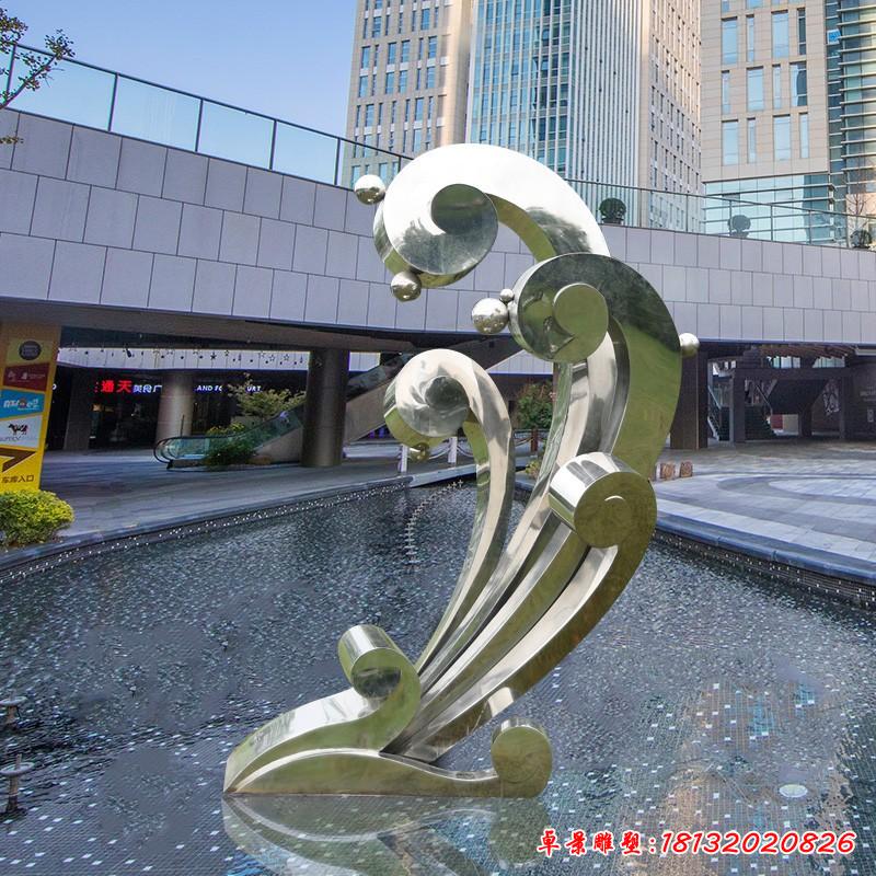 不銹鋼廣場海浪雕塑 (4)