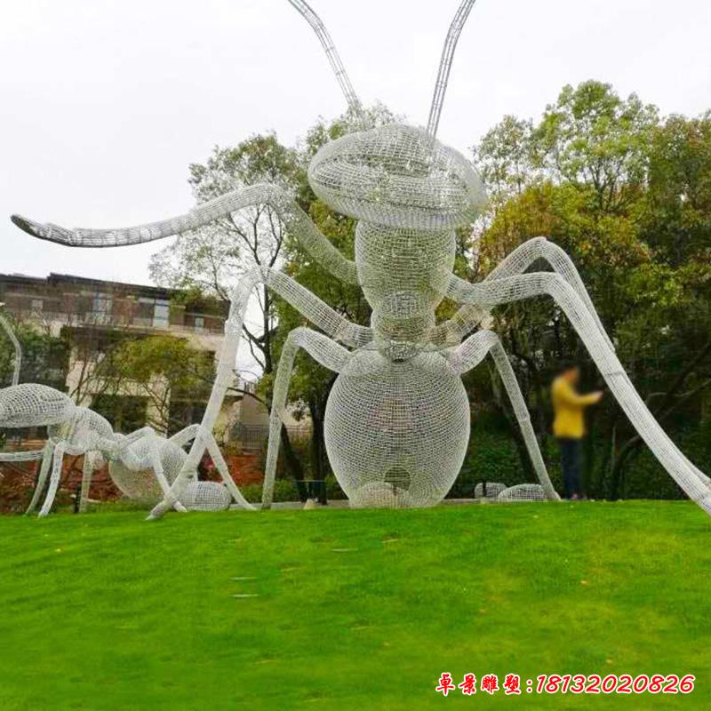 戶外不銹鋼鏤空螞蟻雕塑城市廣場酒店小區(qū)草地昆蟲動物景觀擺件100901