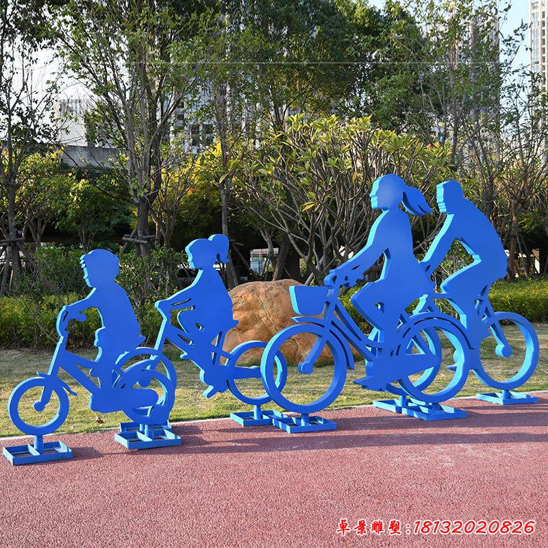 不銹鋼騎車人物雕塑2