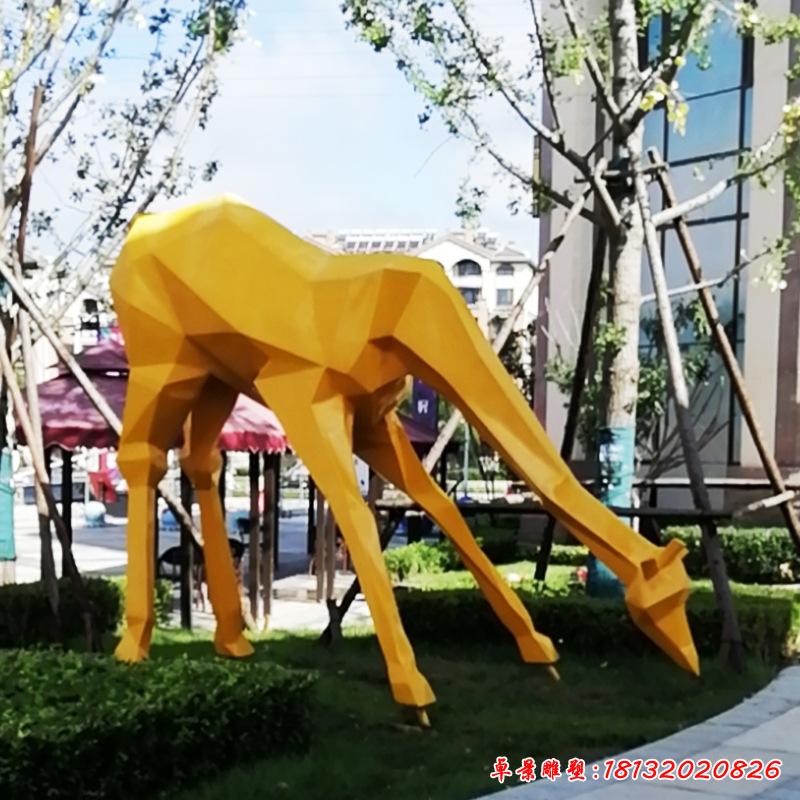 大型不銹鋼動物雕塑戶外園林景觀幾何切面長頸鹿造型美陳擺件定制89712
