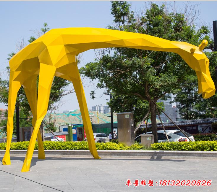 不銹鋼戶外長頸鹿雕塑 (4)
