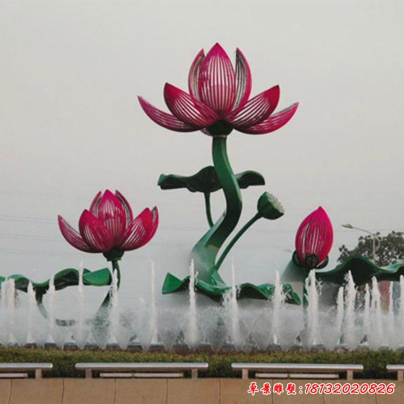 不銹鋼蓮花噴泉雕塑3