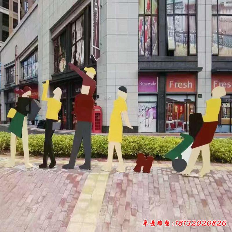 不銹鋼步行街購物人物雕塑4