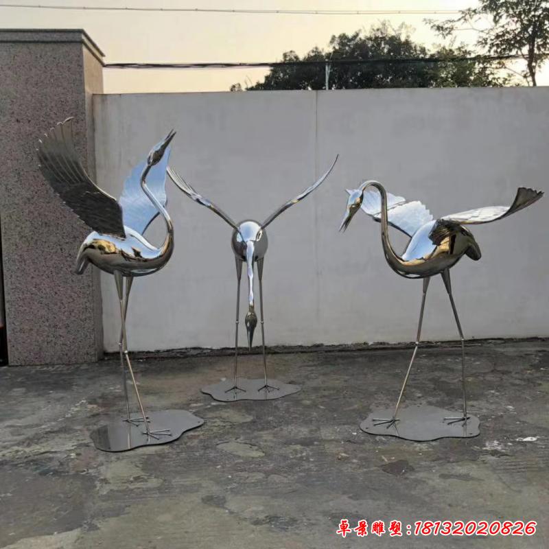 不銹鋼公園鏡面仙鶴雕塑3