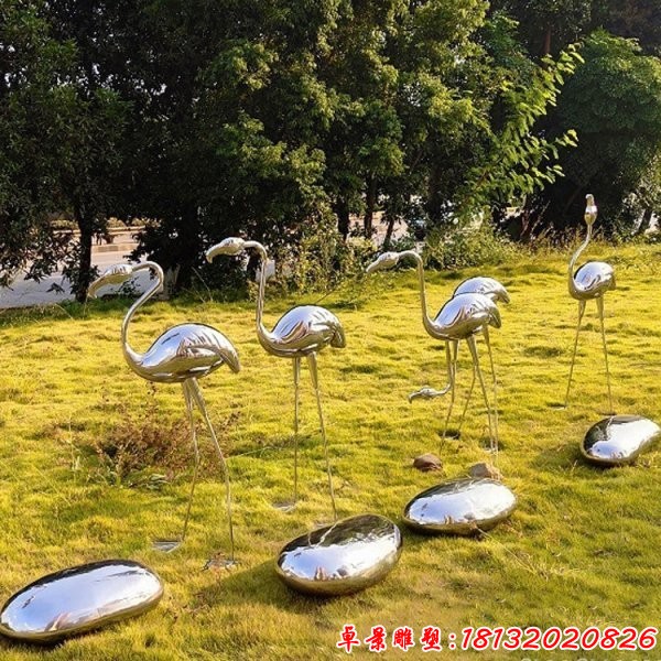 不銹鋼抽象火烈鳥雕塑 (3)