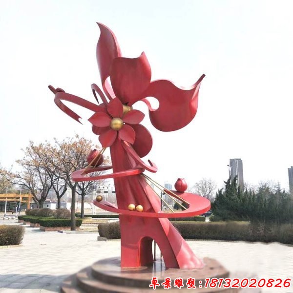 不銹鋼抽象花開(kāi)盛世雕塑