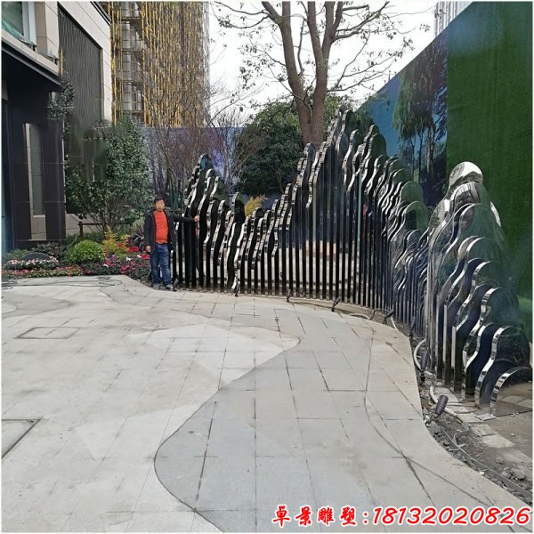 不銹鋼抽象幾何假山雕塑 (1)