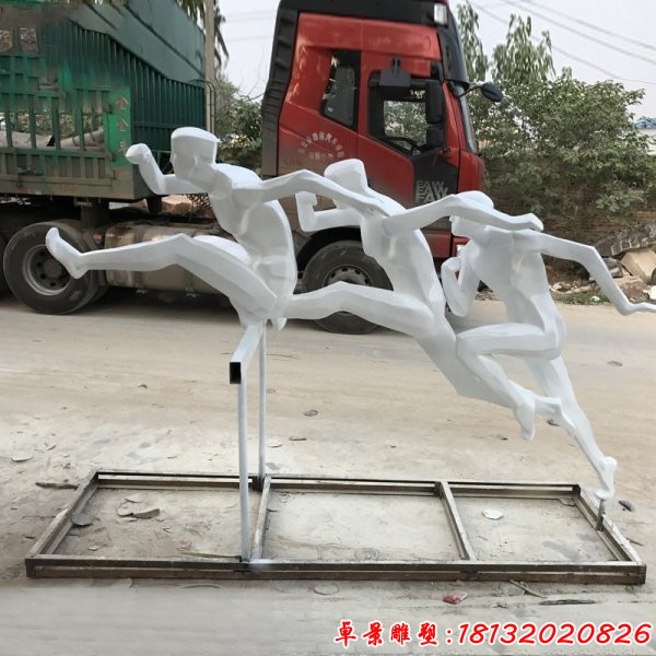 不銹鋼抽象跨欄運(yùn)動(dòng)人物雕塑 (2)