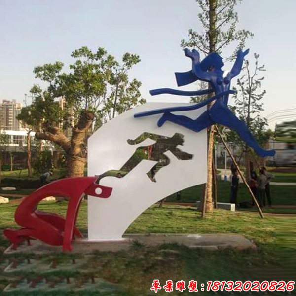 不銹鋼抽象鏤空運(yùn)動(dòng)人物剪影雕塑