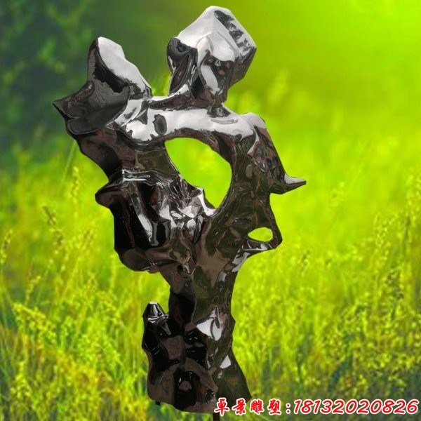 不銹鋼抽象太湖石雕塑 (1)