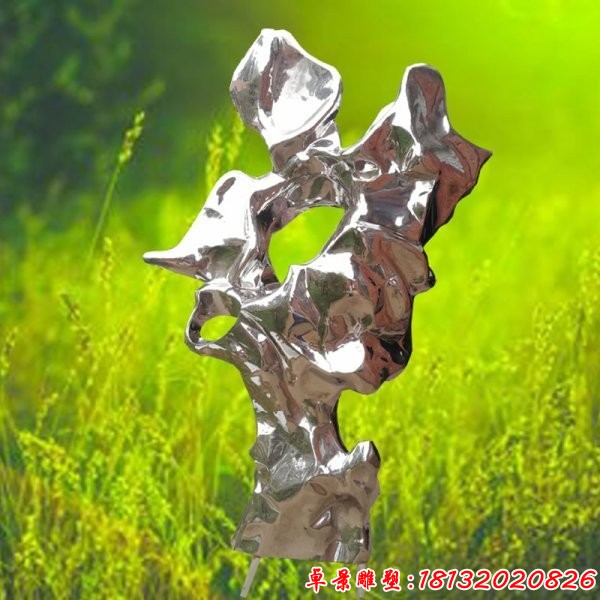 不銹鋼抽象太湖石雕塑