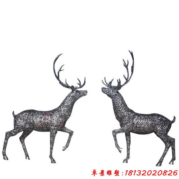 廣場不銹鋼鏤空鹿雕塑