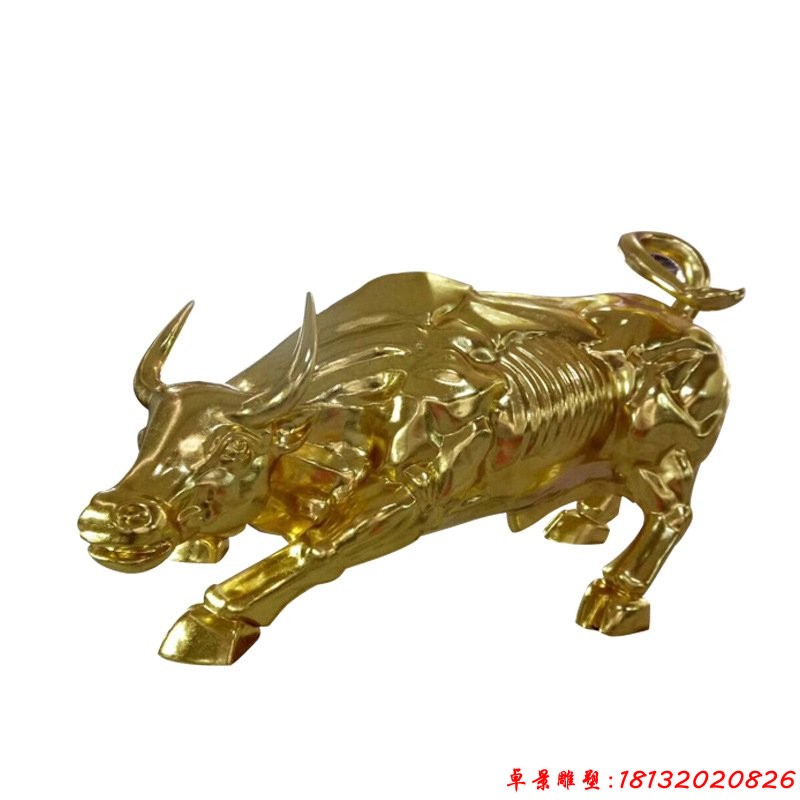 不銹鋼鈦金華爾街牛雕塑 (3)