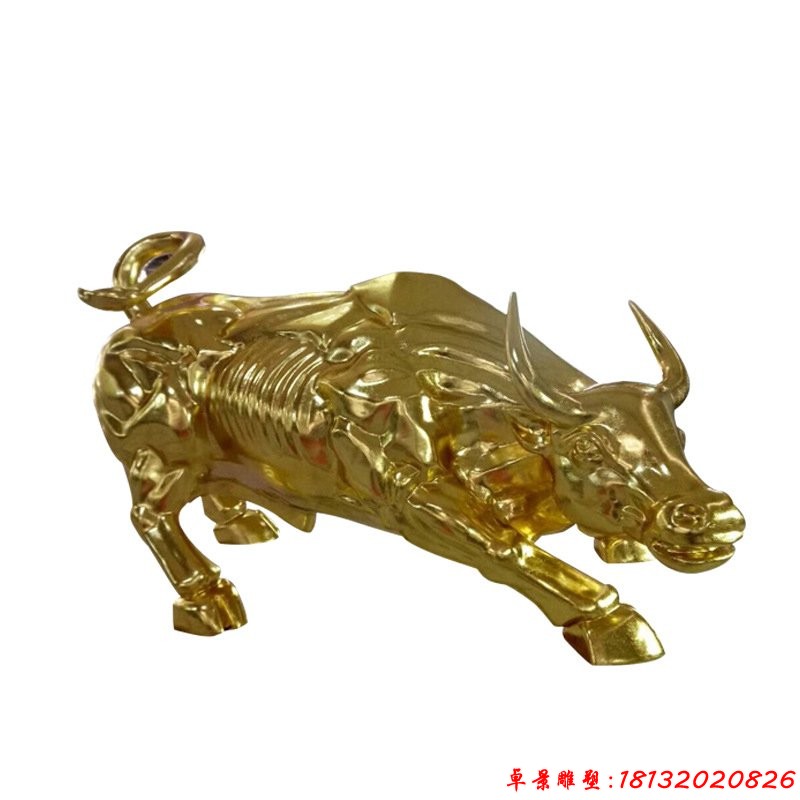 不銹鋼鈦金華爾街牛雕塑 (2)