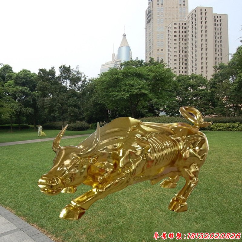 不銹鋼鈦金華爾街牛雕塑