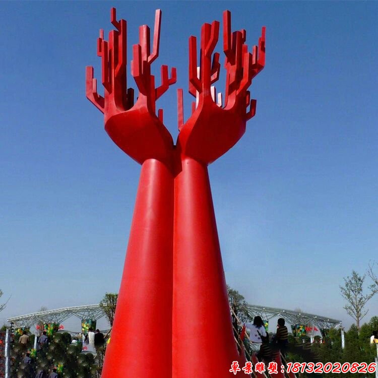 大型不銹鋼抽象手掌雕塑