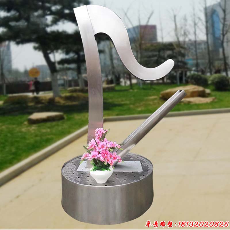 公園不銹鋼抽象豎琴雕塑 (3)