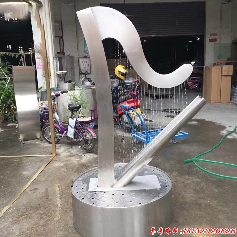 公園不銹鋼抽象豎琴雕塑 (5)