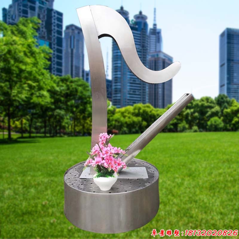 公園不銹鋼抽象豎琴雕塑 (2)