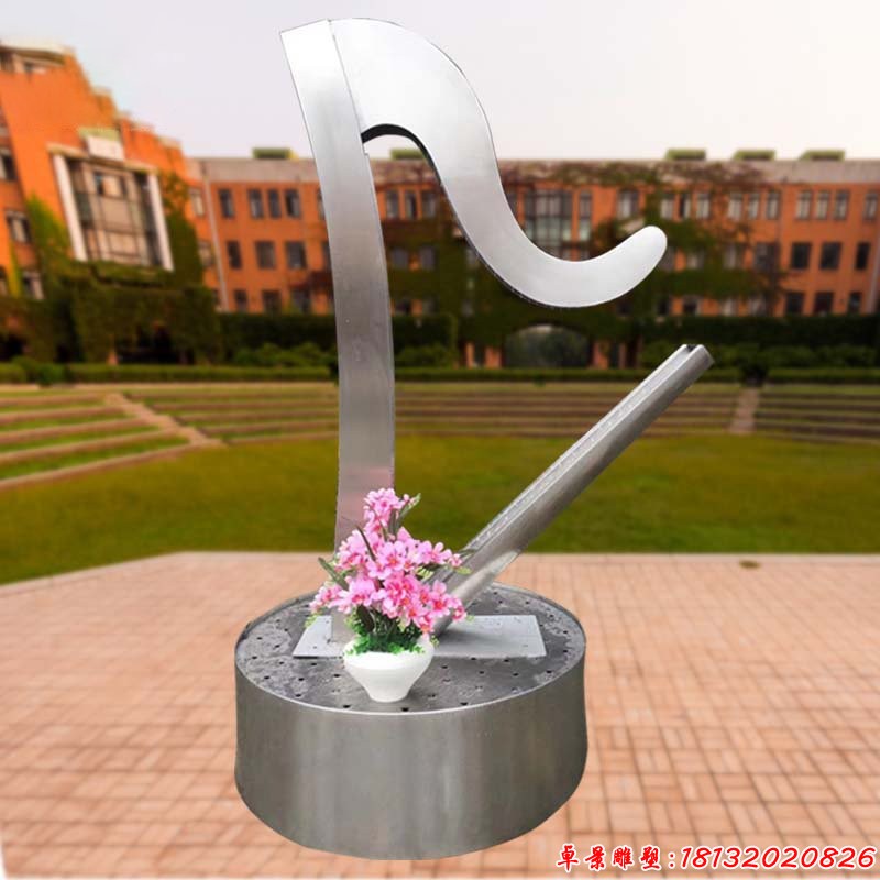 公園不銹鋼抽象豎琴雕塑 (4)