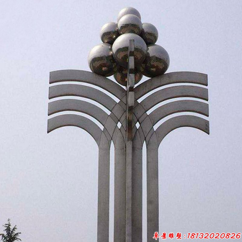 企業(yè)不銹鋼抽象發(fā)展雕塑