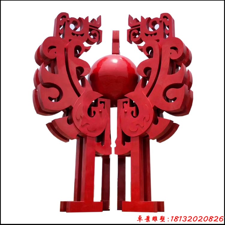 不銹鋼抽象丹鳳朝陽雕塑